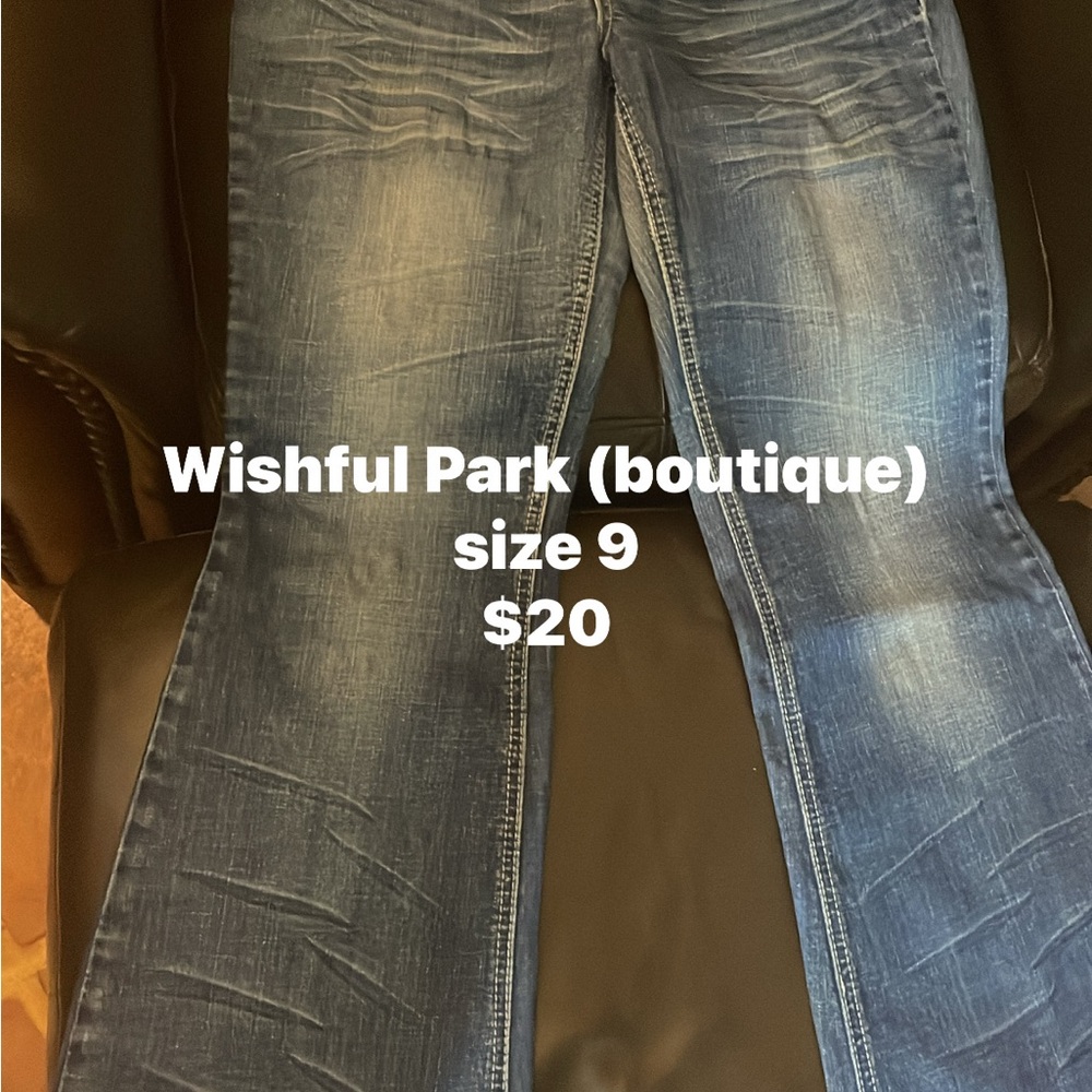 Wishful Park Distressed Blue Flare Jeans